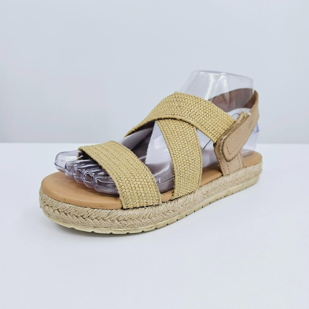 Marc Fisher Nalan Flatform Espadrilles Trail Sandals 6 Beige Tan Leather Strappy